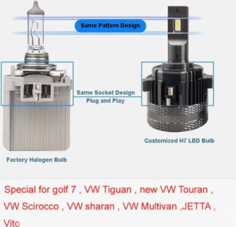 LED  bulb set. H7, 6000K (for VW Golf 7, Tiguan Sharan, Touran, Jetta, Multivan)