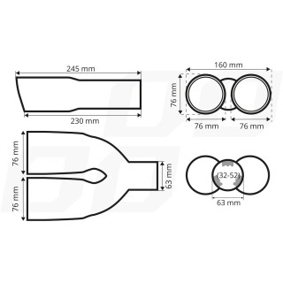 Exhaust muffler double pipe end tip