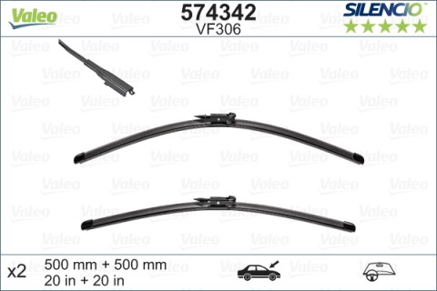 Aero Wiper blade set by VALEO SILENCIO - BMW E81/E82/E87/E88, 50+50cm 