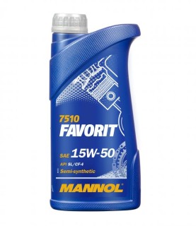 Semi-synthetic engine oi - Mannol Favorit 15W-50 API SL/CF-4, 1L.