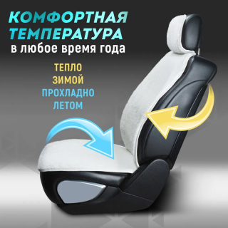 2pcs х FUR immitation front seat covers, white, unviersal