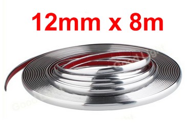 Car decor chrome stripe, 12mm x 8m