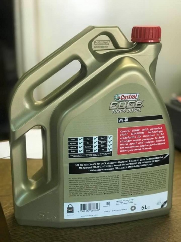 Synthetic motor oil - Castrol EDGE 5W40 TURBO DIESEL TITANIUM (dexos), 5L 
