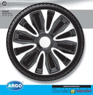 Wheel cover set - AVALON SILVER & BLACK, 15" 