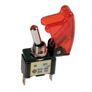 Aluminium toggle switch - 12V - Red - 20A