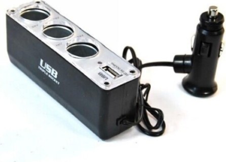 Cigarette lighter splitter, 12V  (3х + usb)