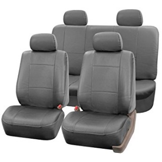 Leather imitation car seat cover set with zippers - VILKAN MERCURY, grey color 