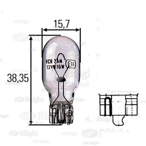 Parking light bulb - BOSCH W16W, 12V (15.7x38mm)