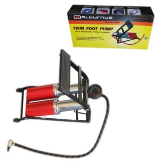Double cylinder foot pump with monometre, 55mm x 120mm