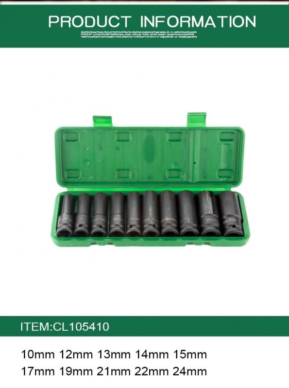 Long Impact socket wrench set 1/2