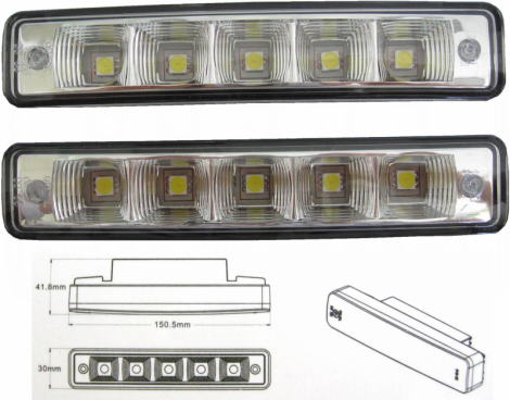 Daytime running lamp set, 5x1W LED, 12V