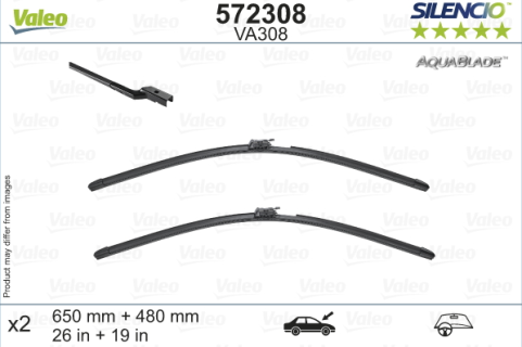 Wiperblade set -  VALEO AUQA, 65+48cm