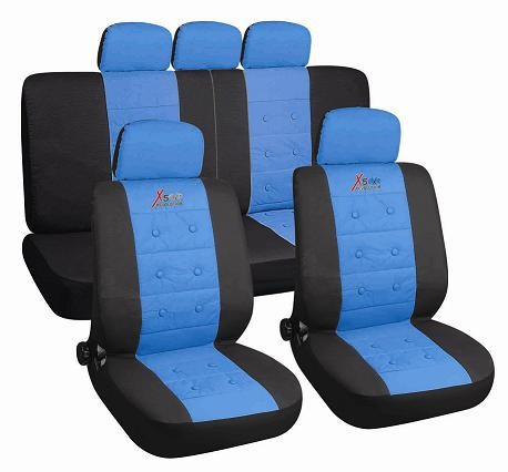 Universal car seat cover set, black/blue