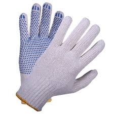 Knitted gloves with PVC dotting one sided, pair, size 10