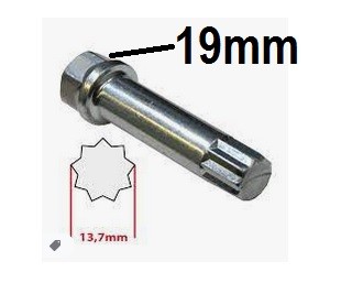 Wheel nut wrench 19mm (10 sides, stars)