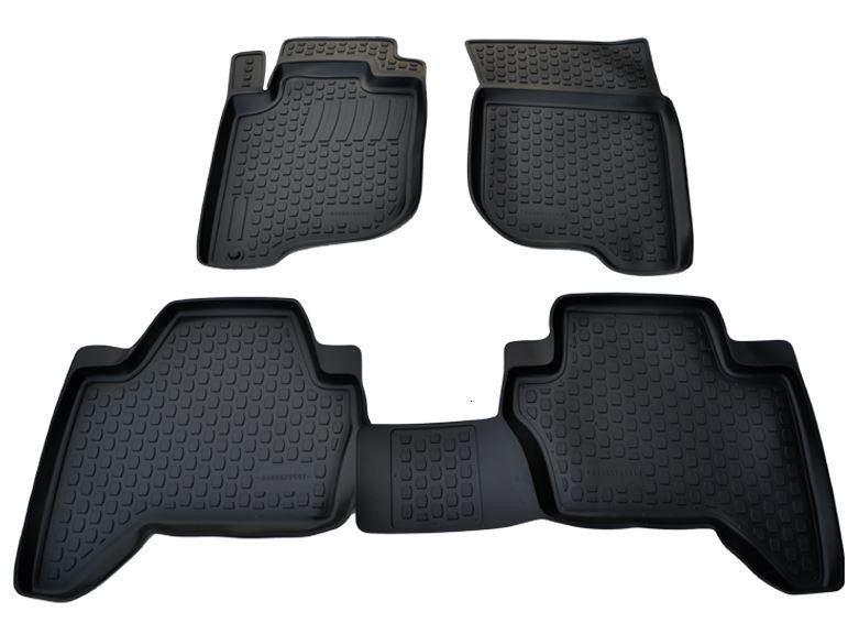 Rubber floor mats set Mitsubishi L200 (2007-2015), with deep edges