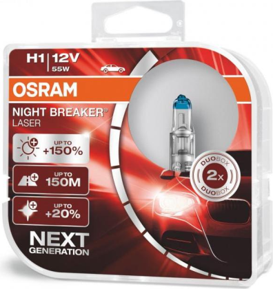 Fog lamp bulbs - OSRAM NIGHT BRAKER LASER H1 55W (+150), 12V