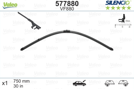 Aero Wiperblade - VALEO SILENCIO for Audi A2 (2001-2005), 75cm