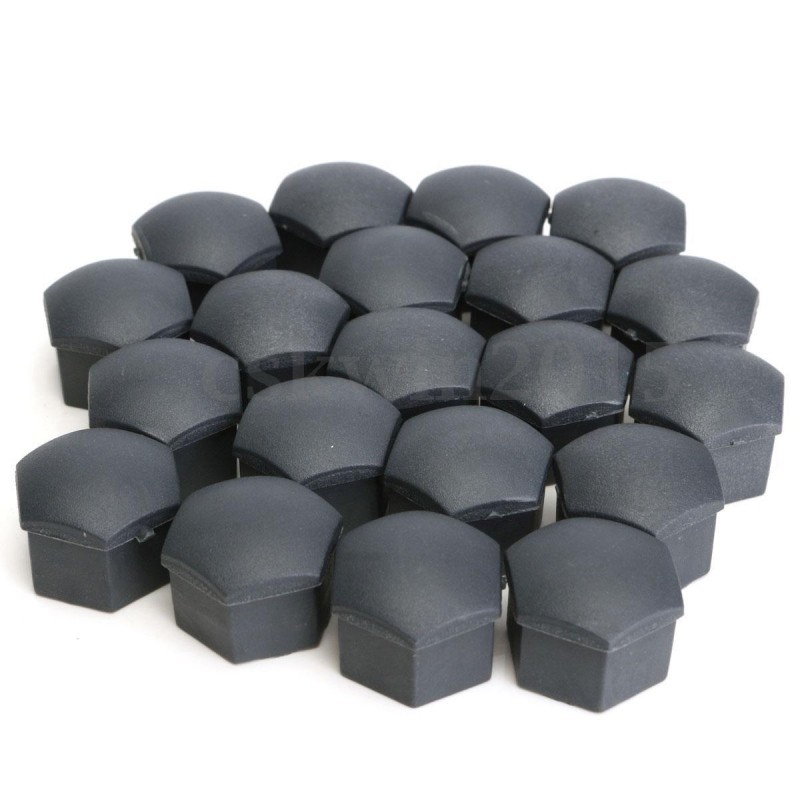 Wheel Locking Bolt Cover & Lug Nut Center Caps, 20pcs., Dark Grey, 17mm
