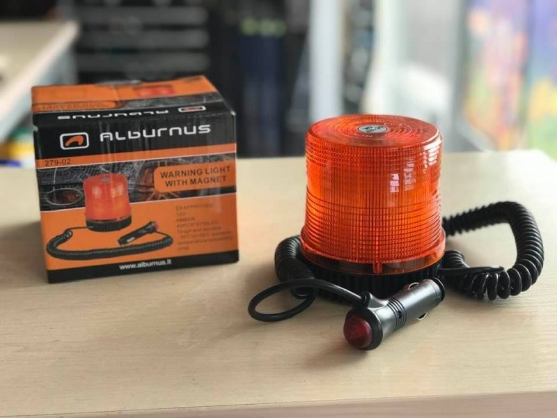 Revolving light (orange) with magnet, 40LED, 12V / FLASH & SPIN
