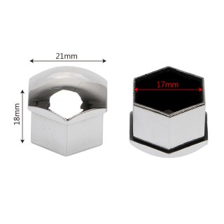 Set Of 17mm HEX Metal Wheel Nut / Bolt Caps Covers In Chrome