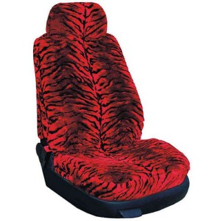 Universal seat cover set, red/black fur