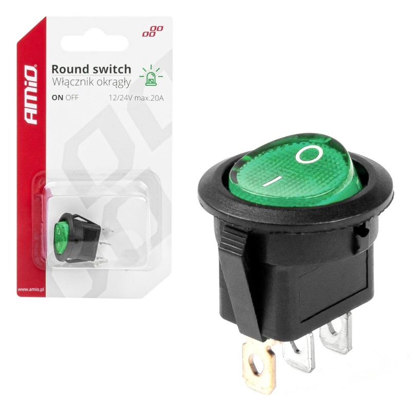 Green Switch On/Off, 12V/24V, max 20A (interruptor) 