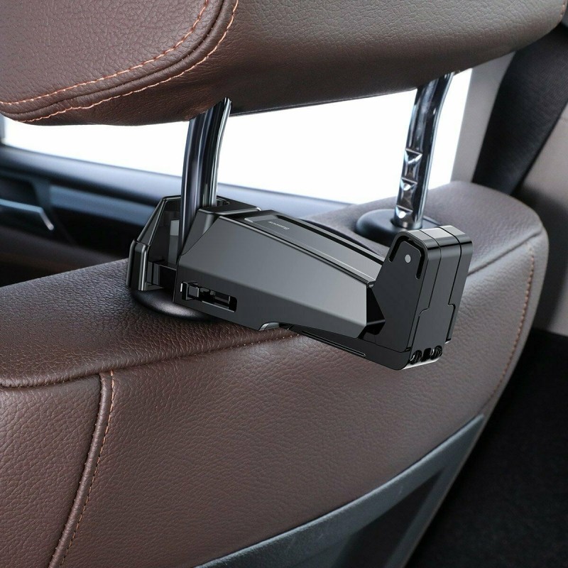 Mobile phone holder or coat hanger by headrest, unversal