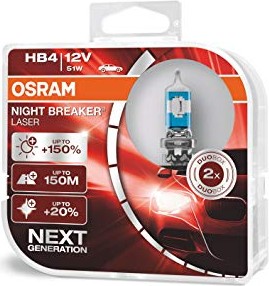 2pcs X  HB4=HIR2 OSRAM NIGHT BRAKER LASER +150%, 51W (9006), 12V