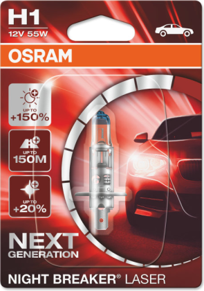 Bulb  - OSRAM NIGHT BRAKER LASER  H1 55W (+150%), 12V 