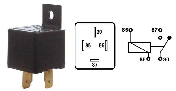 Relay, fan castor (4-poles), 30A, 12V, universal 