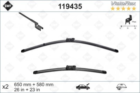 Front wiperblade set - SWF, 65cm+58cm