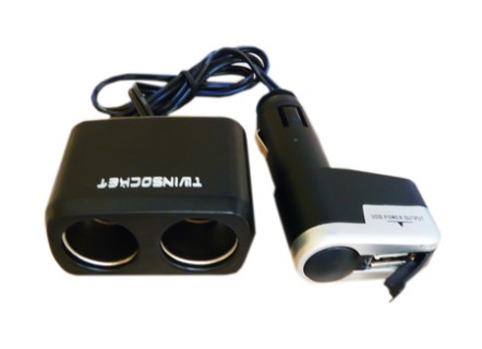 Cord extension with 2-plugs +USB, 12V  