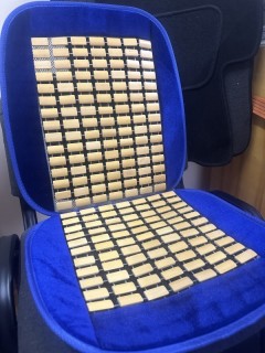 Seat cover cushion with bamboo inserts, blue color