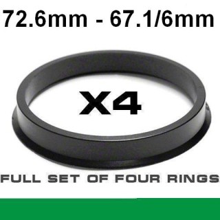 Wheel hub centring ring 72.6mm - 67.1/6mm
