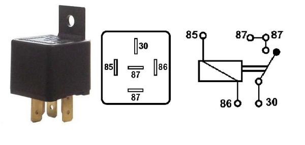 Relay, fan castor (5-poles), 30A, 12V, universal 