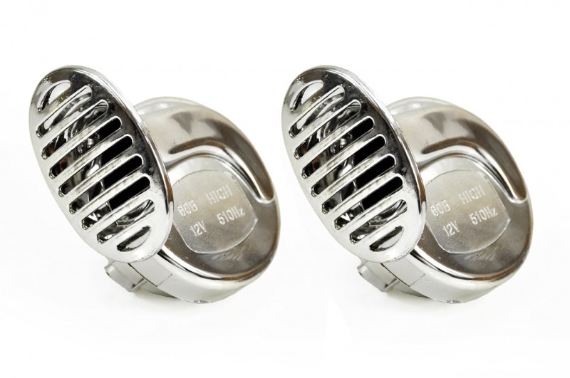 Chrome car horn set, 12V 