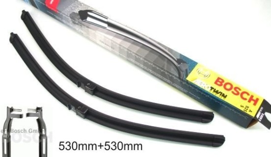 Front aero wiperblade set by BOSCH for Skoda/VW, 53+53cm