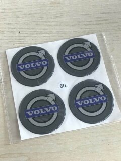 ALLOY WHEEL TRIM CENTRE CAP DECAL LOGO Volvo 60MM, grey
