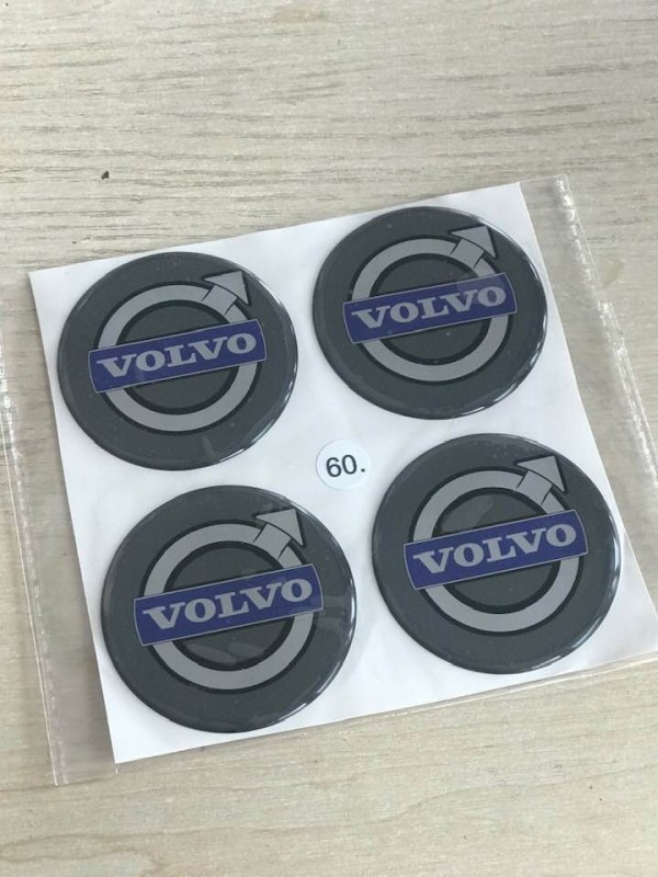 ALLOY WHEEL TRIM CENTRE CAP DECAL LOGO Volvo 60MM, grey
