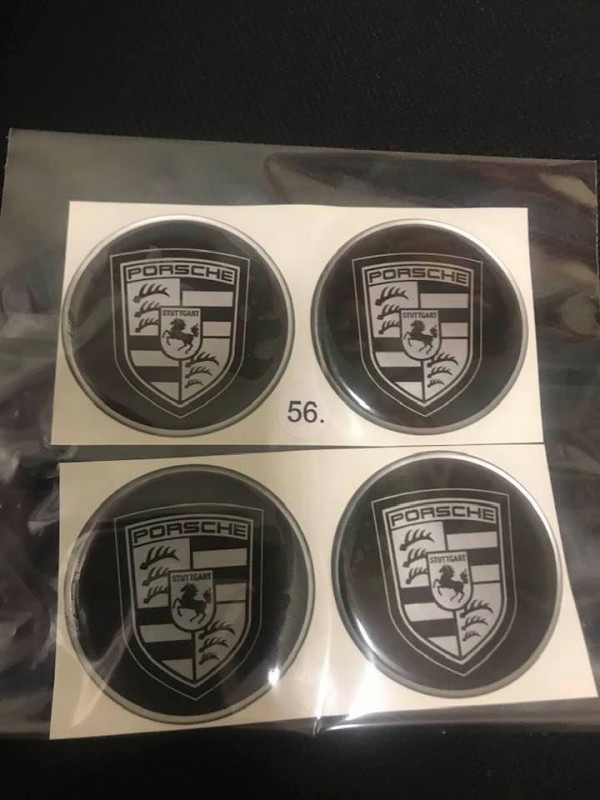 Disc wheel stickers - Porsche, 56mm (black/silver)