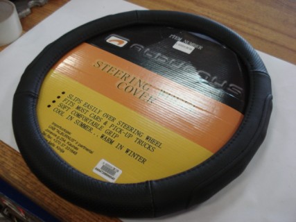 Leather wheel cover, black, 37-39cm 