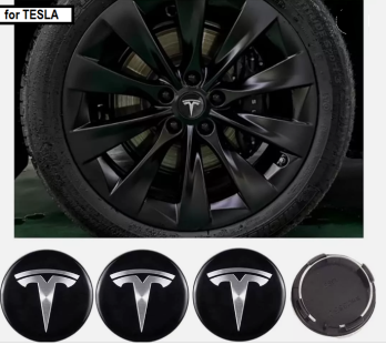 Alloy Wheel center cap set Tesla 56mm Black 4pcs