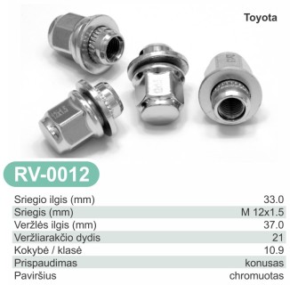 Wheel nut (cone type) - M12X1.5/SW21/H37 (+TOYOTA)