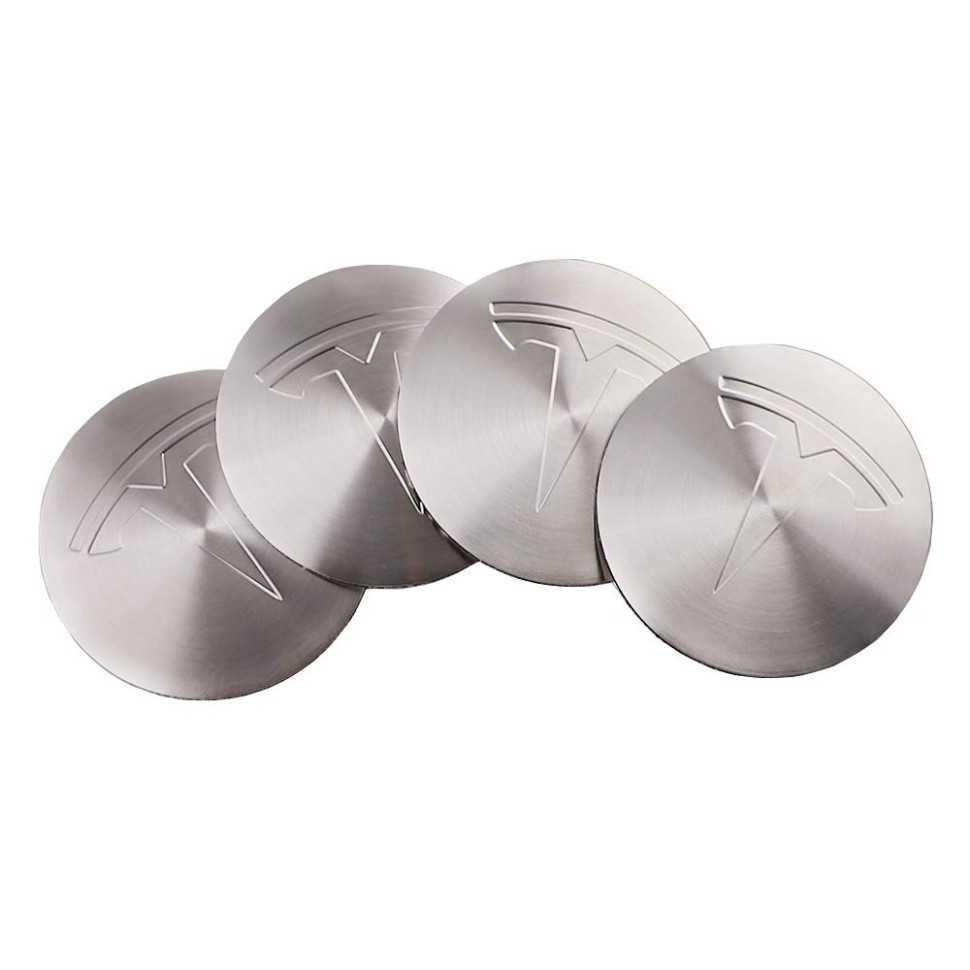 Alloy Wheel center cap set Tesla 56mm Silver 4pcs