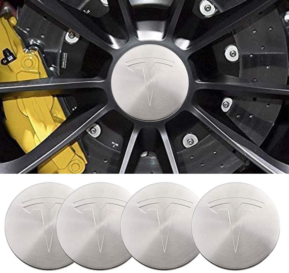 Alloy Wheel center cap set Tesla 56mm Silver 4pcs