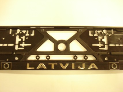 Relief plate number holder  - Latvija / chrome