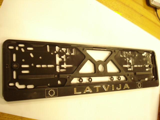 Relief plate number holder  - Latvija / chrome