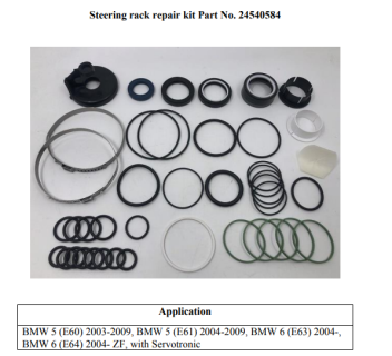 Steering rack repair kit for BMW E60/E61/E63/E64 with Servotronik