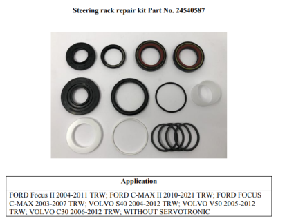 Steering rack repair kit for Ford Focus (2004-2008);C-MAX (2003-2007);/ Volvo S40/V50/C30 (2004-2012)